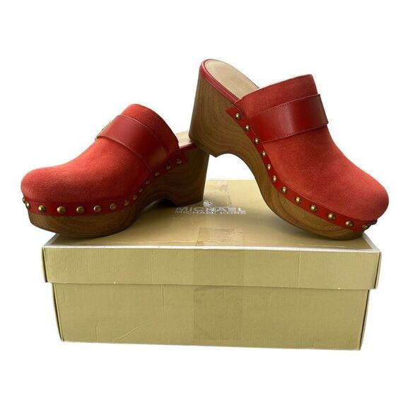 Michael Kors Shoes - Michael Kors Red Suede Wood-Platform Clogs